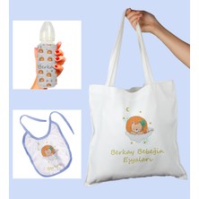 Ejoya Bebeklere Özel Çantasında Kişiye Özel Biberon ve Önlük Bebek Hediye Seti 110043