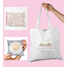 Ejoya Bebeklere Özel Çantasında Kişiye Özel Battaniye ve Yastık Bebek Hediye Seti 110055