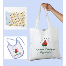 Ejoya Bebeklere Özel Çantasında Kişiye Özel Battaniye ve Önlük Bebek Hediye Seti 110074