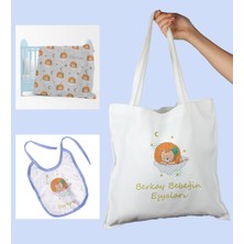 Ejoya Bebeklere Özel Çantasında Kişiye Özel Battaniye ve Önlük Bebek Hediye Seti 110091