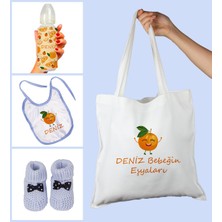 Ejoya Bebeklere Özel Çantasında Kişiye Özel Biberon Önlük ve Patik Bebek Hediye Seti 109826