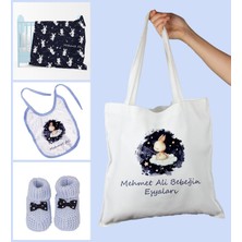 Ejoya Bebeklere Özel Çantasında Kişiye Özel Battaniye Önlük ve Patik Bebek Hediye Seti 109891