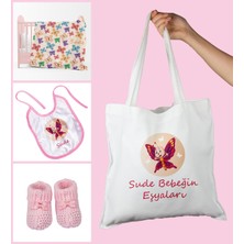 Ejoya Bebeklere Özel Çantasında Kişiye Özel Battaniye Önlük ve Patik Bebek Hediye Seti 109895