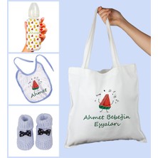 Ejoya Bebeklere Özel Çantasında Kişiye Özel Biberon Önlük ve Patik Bebek Hediye Seti 109810