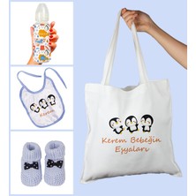 Ejoya Bebeklere Özel Çantasında Kişiye Özel Biberon Önlük ve Patik Bebek Hediye Seti 109817