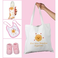 Ejoya Bebeklere Özel Çantasında Kişiye Özel Biberon Önlük ve Patik Bebek Hediye Seti 109828