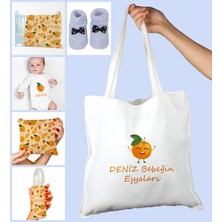 Ejoya Bebeklere Özel Çantasında Kişiye Özel Battaniye Zıbın Biberon Yastık ve Patik Bebek Hediye Seti 109970