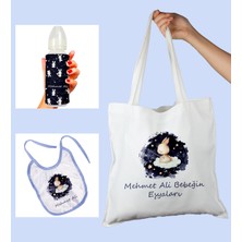 Ejoya Bebeklere Özel Çantasında Kişiye Özel Biberon ve Önlük Bebek Hediye Seti 110035