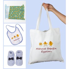 Ejoya Bebeklere Özel Çantasında Kişiye Özel Battaniye Önlük ve Patik Bebek Hediye Seti 109886