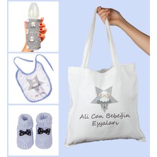 Ejoya Bebeklere Özel Çantasında Kişiye Özel Biberon Önlük ve Patik Bebek Hediye Seti 109816