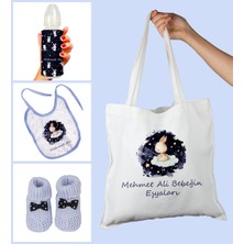 Ejoya Bebeklere Özel Çantasında Kişiye Özel Biberon Önlük ve Patik Bebek Hediye Seti 109819