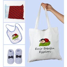 Ejoya Bebeklere Özel Çantasında Kişiye Özel Battaniye Önlük ve Patik Bebek Hediye Seti 109879