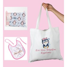 Ejoya Bebeklere Özel Çantasında Kişiye Özel Battaniye ve Önlük Bebek Hediye Seti 110082