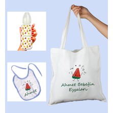 Ejoya Bebeklere Özel Çantasında Kişiye Özel Biberon ve Önlük Bebek Hediye Seti 110026