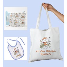 Ejoya Bebeklere Özel Çantasında Kişiye Özel Battaniye ve Önlük Bebek Hediye Seti 110085