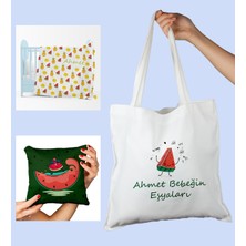 Ejoya Bebeklere Özel Çantasında Kişiye Özel Battaniye ve Yastık Bebek Hediye Seti 110050