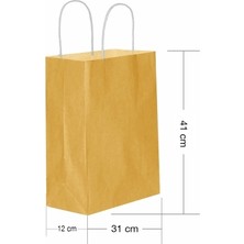 Alsepeteavm Roll-Up Kraft Çanta Altın Büyük Boy 31x41cm 25lI