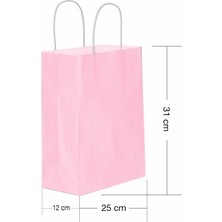 Alsepeteavm Roll-Up Kraft Çanta Pembe Orta Boy 25x31cm 25lI