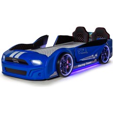 Ferraminii Mavi Arabalı Yatak Kapıları Açılan Mustang Full Ledli Kumandalı ve Müzikli