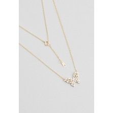 So CHIC Kelebek Etkisi 18 Ayar Sarı Altın Kaplama 45 cm Gümüş Kolye