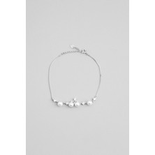 So CHIC İnci Kirazı 18 Ayar Beyaz Altın Kaplama 20 Cm Gümüş Bileklik