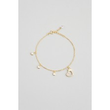 So CHIC Queen 18 Ayar Sarı Altın Kaplama 19 Cm Gümüş Minimal Bileklik