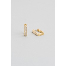 So CHIC Baget Taşlı 18 Ayar Sarı Altın Kaplama Gümüş Kare Küpe