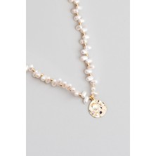 So CHIC Deniz Kabuğu 18 Ayar Sarı Altın Kaplama 45 Cm Gümüş İnci Kolye