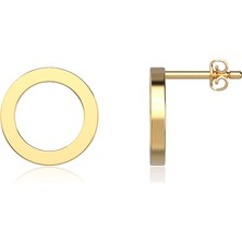 İndigo Takı Sade Çember Altın Kaplama Gümüş Küpe