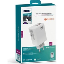 Phixi Ultimate UPD4225 27W Pd Çift Çıkışlı Hızlı Şarj Adaptörü