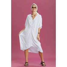 Los Banditos V Yaka Önü Düğümlü Yarasa Kol Elbise