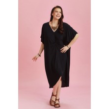 Los Banditos V Yaka Önü Düğümlü Yarasa Kol Elbise