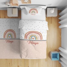 Adenka Home Isme Özel, Gökkuşağı  Desen Tek Kişilik Nevresim Seti
