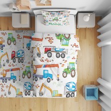 Adenka Home Isme Özel, Iş Makineleri Desen Tek Kişilik Nevresim Seti