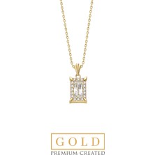 So CHIC 14 Ayar Sarı Altın Premium Created Sertifikalı 42 cm Baget Taşlı Kolye