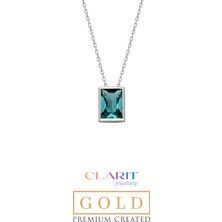 So CHIC Clarit Serisi Created Paraiba Taşlı 8 Ayar Beyaz Altın Baget Kolye