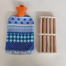 Hagiki (3 Lü Set) 2 Litre Peluşlu Sıcak Su Torbası , Ahşap Ayak Altı Masaj Aleti , Sırt Kaşıma Aleti