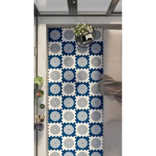 Tokyo Halı Mavi Beyaz Cam Balkon Yer Halısı THB11