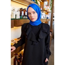 Madame Polo Ipeksi Jakar Lisa Şal Zikzak Desen - Saks Mavi
