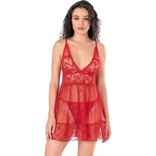 Ahu İç Giyim Ahu Primoda Kırmızı Kısa Tül Gecelik 4122