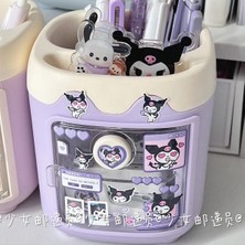 Bifeng Shop Kuromi Tarzı Sanrio Kawaii Kuromi Kalemlik Masaüstü My Melody Cinnamoroll Kendi Başına Yap Çıkartma Saklama Kutusu Makyaj Fırçası Depolama Tüpü Kalemlik Hediye (Yurt Dışından)