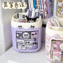 Bifeng Shop Kuromi Tarzı Sanrio Kawaii Kuromi Kalemlik Masaüstü My Melody Cinnamoroll Kendi Başına Yap Çıkartma Saklama Kutusu Makyaj Fırçası Depolama Tüpü Kalemlik Hediye (Yurt Dışından)