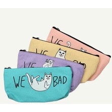 Bifeng Shop Mor Tarzı 1 Adet Büyük Kapasiteli Tuval Kalem Kutusu Sevimli Kawaii Kedi Kalem Çantası Kalem Kutusu Ofis Okul Malzemeleri Kırtasiye Hediye (Yurt Dışından)