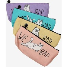 Bifeng Shop Mor Tarzı 1 Adet Büyük Kapasiteli Tuval Kalem Kutusu Sevimli Kawaii Kedi Kalem Çantası Kalem Kutusu Ofis Okul Malzemeleri Kırtasiye Hediye (Yurt Dışından)