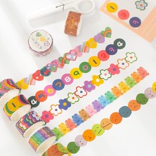 Bifeng Shop E Stili Rulo Elle Çizilmiş Karikatür Renkli Washi Bant Dıy Scrapbooking Dantel Bant Etiketi (Yurt Dışından)