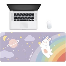 Bifeng Shop H-800X300X2MM Stili Ins Tarzı Sevimli Pembe Gezegen Tavşan Mouse Pad Oyun Büyük Süper Kawaii Bilgisayar Mat Kaymaz Klavye Pedi Ev Ofis Masaüstü Mat (Yurt Dışından)