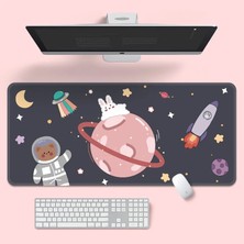 Bifeng Shop H-800X300X2MM Stili Ins Tarzı Sevimli Pembe Gezegen Tavşan Mouse Pad Oyun Büyük Süper Kawaii Bilgisayar Mat Kaymaz Klavye Pedi Ev Ofis Masaüstü Mat (Yurt Dışından)