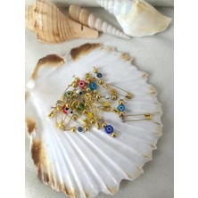 20 Adet 0.5 mm Yassı Maşallahlık Iğneli Cam Karışık Renkli Nazar Boncuğu