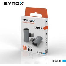 Syrox DT30T-TT  2'in 1'i Hem Şarj Hem Kulaklık Ses/Çift Giriş Type-C+Type-C Dönüştürücü