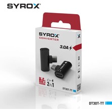 Syrox DT30T-TT  2'in 1'i Hem Şarj Hem Kulaklık Ses/Çift Giriş Type-C+Type-C Dönüştürücü